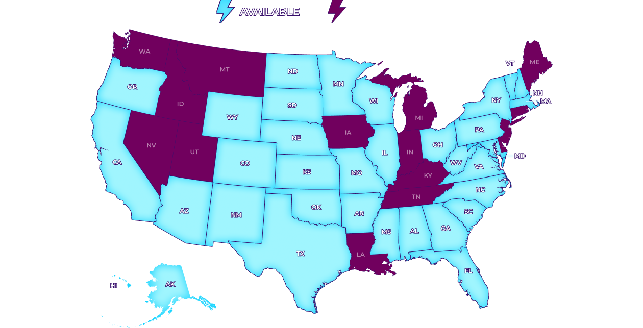 Availability map of the United States